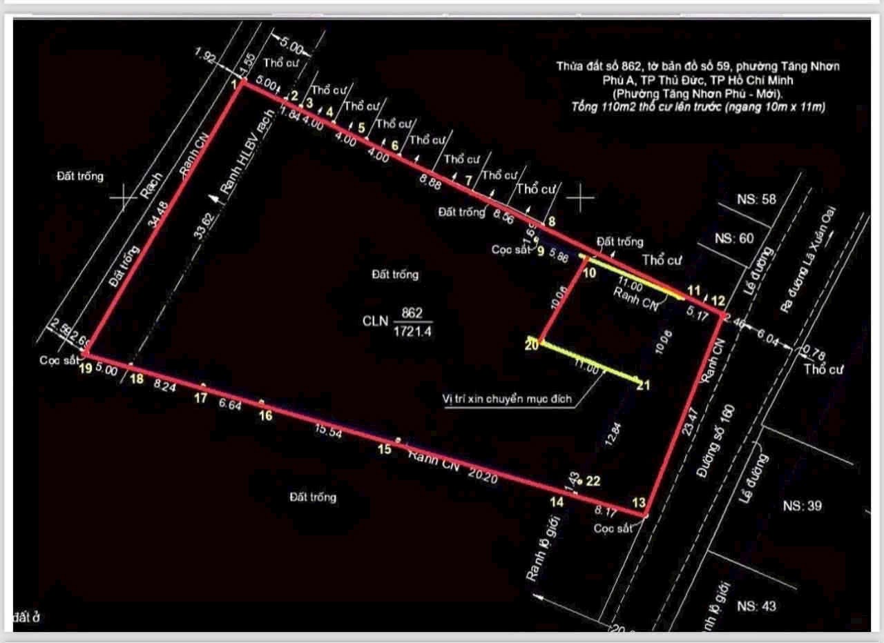 Cần bán Đất Phường Tăng Nhơn Phú A, Quận 9, Diện tích 1722m², Giá 49 Tỷ 2
