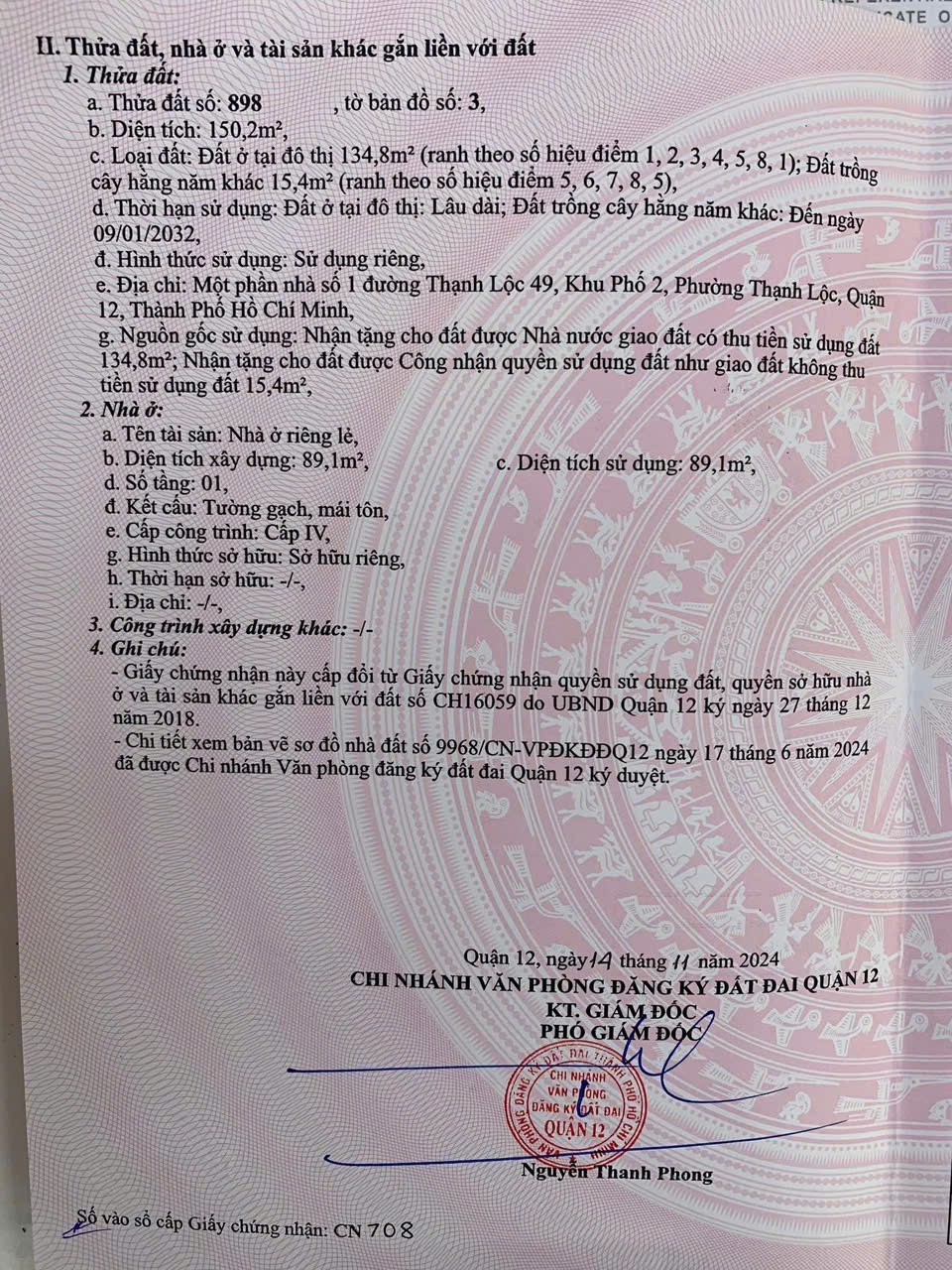 NHÀ CẤP 4 (7.5x20) MẶT TIỀN THẠNH LỘC 49, Q12 – XE TẢI VÀ Ô TÔ VÀO TẬN NHÀ! 3