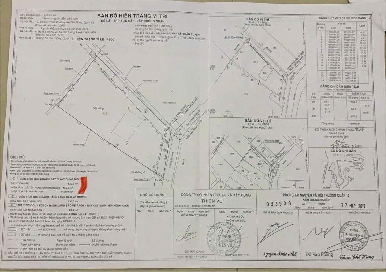 SIÊU LÔ ĐẤT LỚN MẶT TIỀN RẠCH AN PHÚ ĐÔNG 9, Q12  2.000m² THỔ CƯ 1.700m² – VỊ TRÍ CỰC HIẾM!