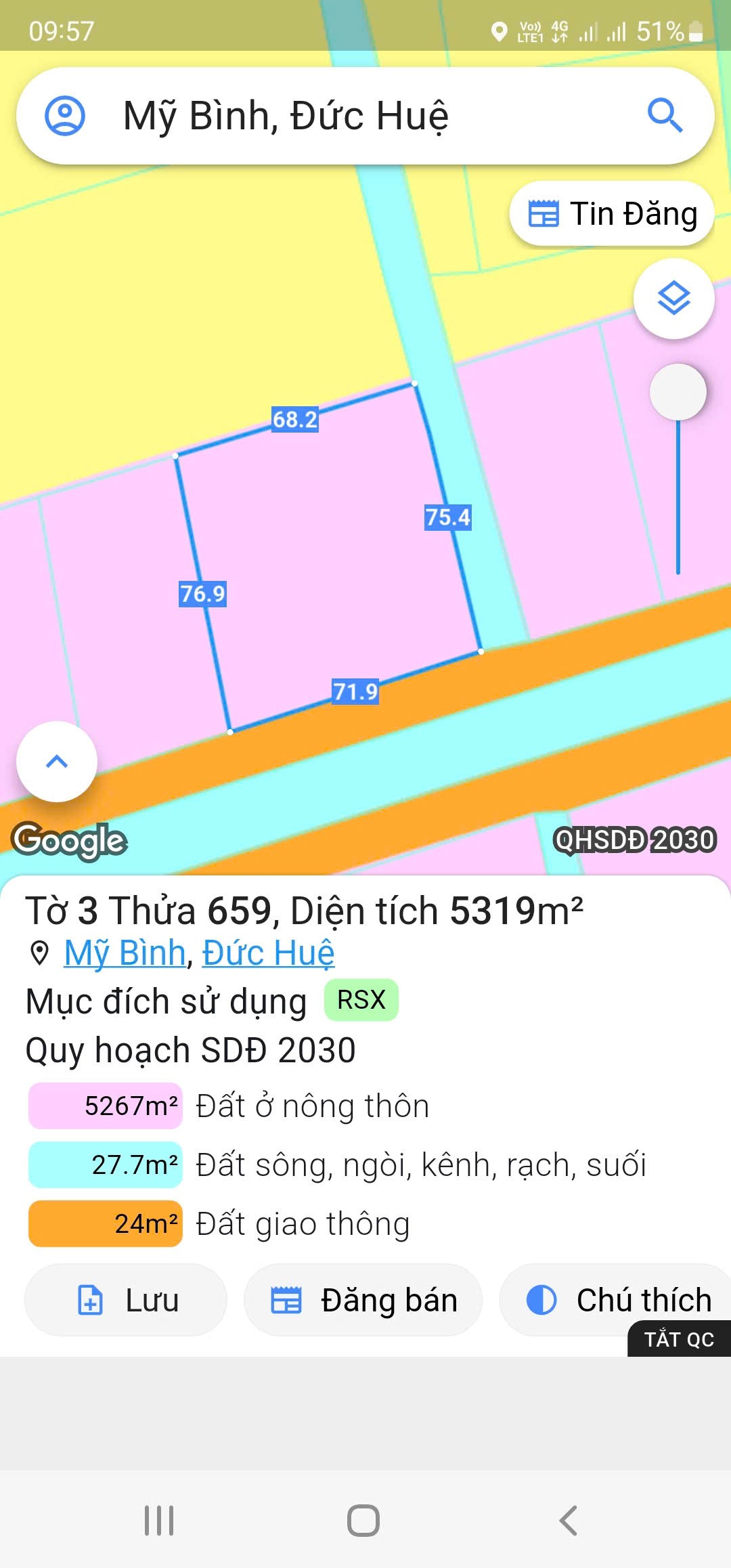 Bán lô đất rừng sản xuất, khu vực chuyển thổ cư 100% xã Mỹ Bình, Đức Huệ dt 5319m2 giá 1,8 tỷ 5
