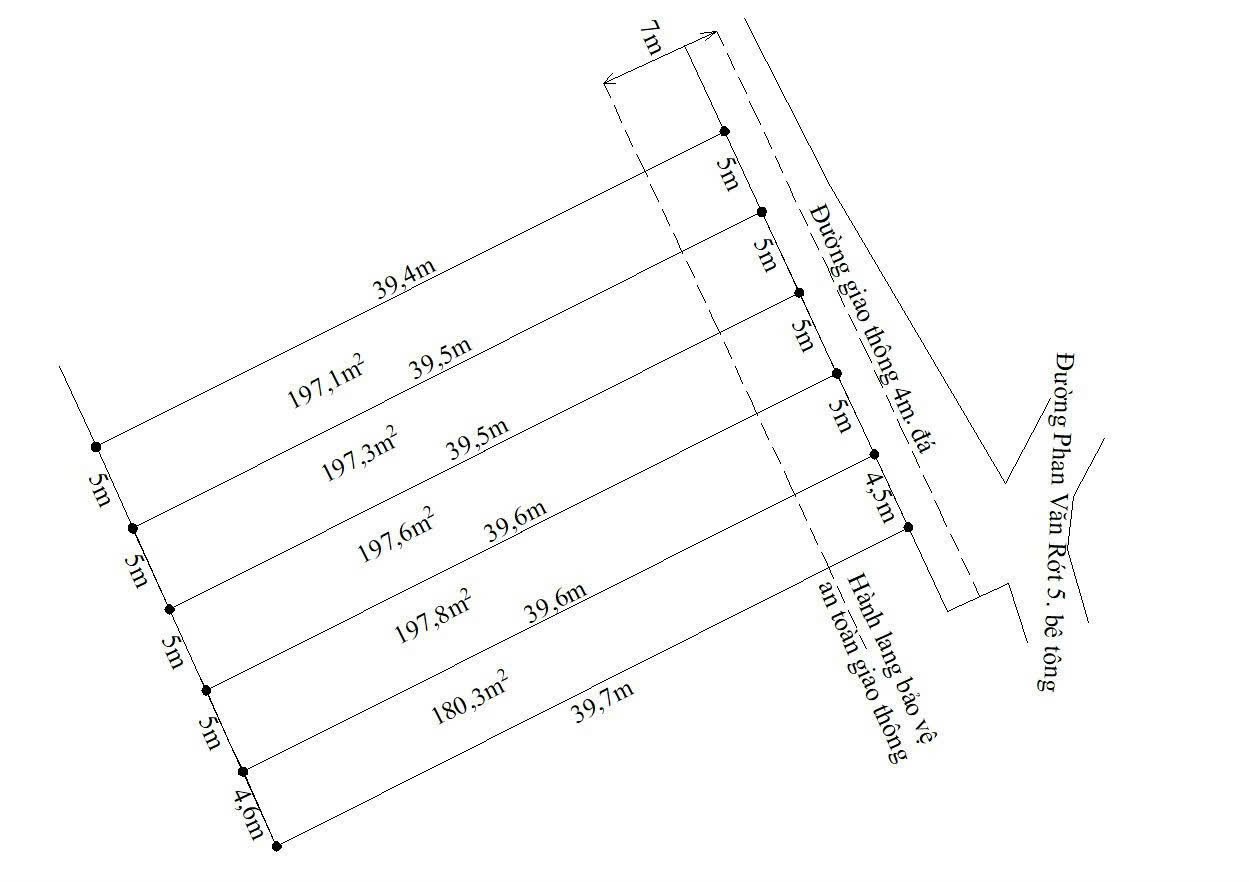 Bán 5 lô thổ cư liền kề xã Bình Tịnh, huyện Tân Trụ dt 197m2 giá 739 triệu 1 lô 2