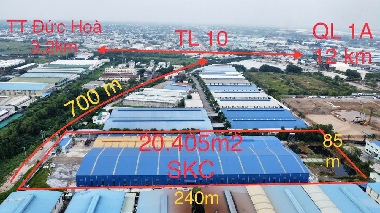 Bán nhà xưởng tdt 20.405m2 skc xã Đức Hòa Hạ, Đức Hòa giá 130 tỷ 7