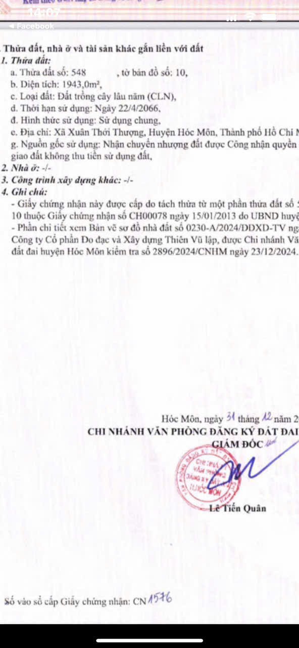 ĐẤT (50x39) MẶT TIỀN XUÂN THỚI THƯỢNG 03 (NAY XÃ BÀ ĐIỂM), HÓC MÔN 2