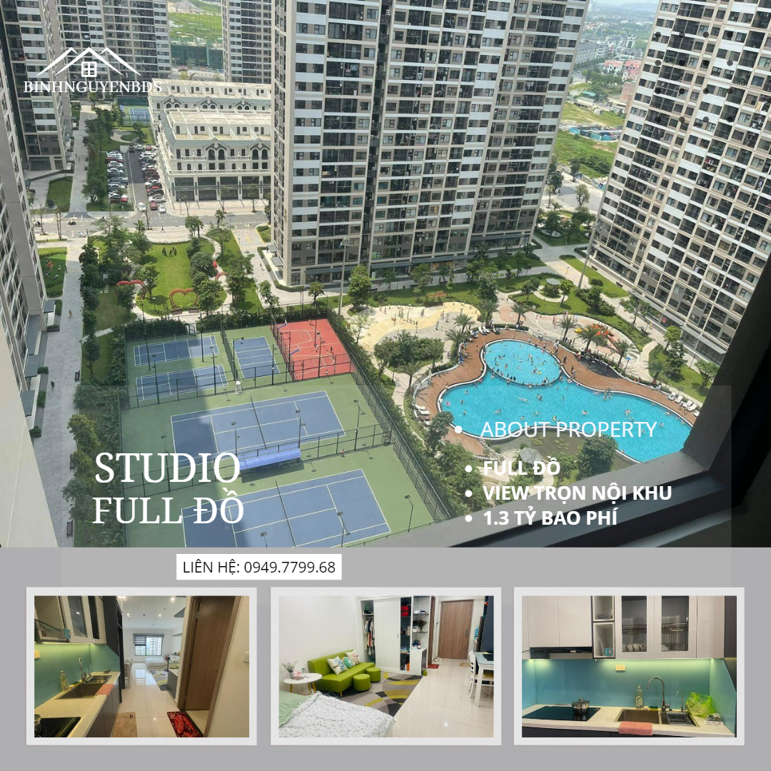 Cần bán căn hộ Studio Vinhomes Smart City như hình bên dưới, Full đồ, 1.3 tỷ bao phí. 0949779968