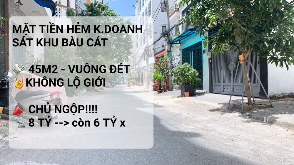 HÀNG ĐẦU TƯ HOT NHẤT TÂN BÌNH, 45M2, NGAY KHU BÀU CÁT, GIÁ RẺ