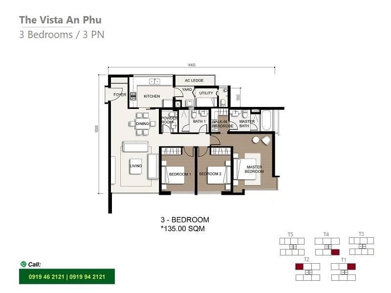 Cho thuê Căn hộ chung cư dự án The Vista An Phú, Diện tích 135m², Giá 33 Triệu/tháng 3