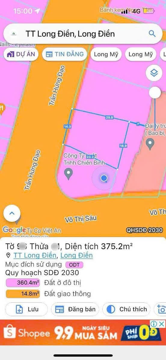 Cần bán Đất Long Điền, Bà Rịa Vũng Tàu, Diện tích 375m², Giá Thương lượng