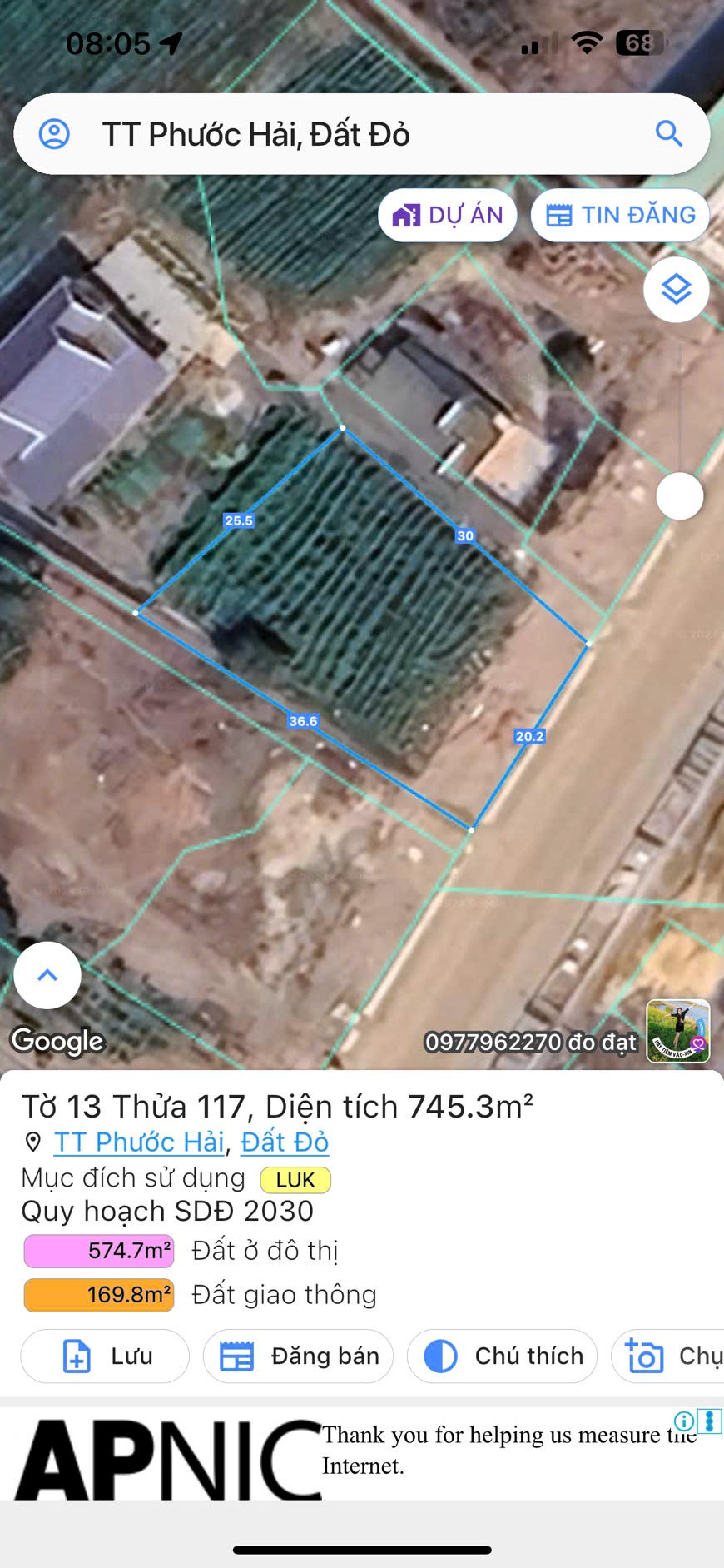 Cần bán Đất Đất Đỏ, Bà Rịa Vũng Tàu, Diện tích 745m², Giá Thương lượng