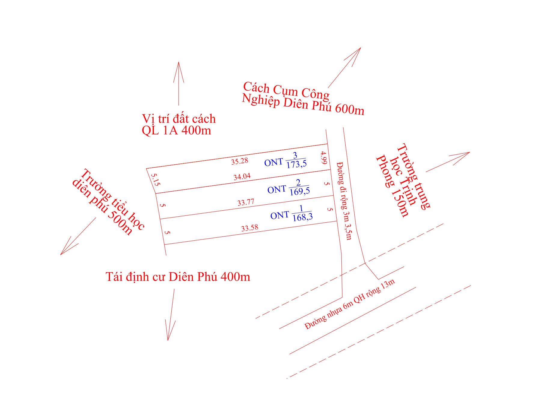 CẦN BÁN 3 LÔ  ĐẤT DIÊN PHÚ, DIÊN KHÁNH, KHÁNH HÒA 3