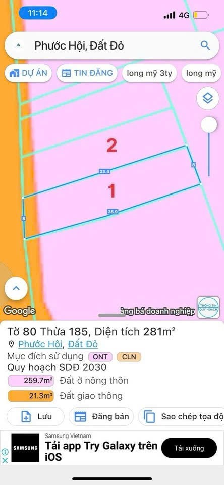 Cần bán Đất Đất Đỏ, Bà Rịa Vũng Tàu, Diện tích 281m², Giá Thương lượng 3