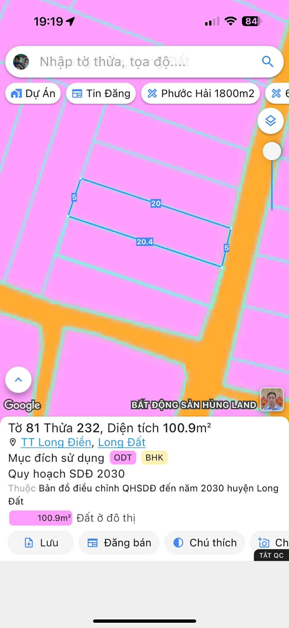 Cần bán Đất đường Tỉnh lộ 44, Xã Tam Phước, Diện tích 100m², Giá 1 Tỷ 2