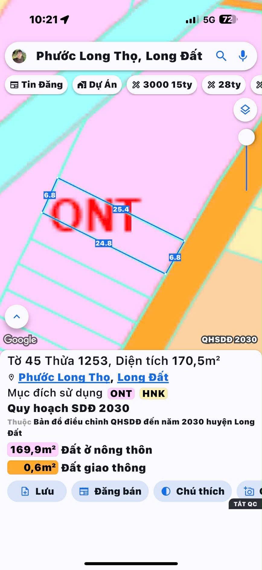 Cần bán Đất đường Tỉnh lộ 44, Thị trấn Đất Đỏ, Diện tích 170m², Giá 980 Triệu 2