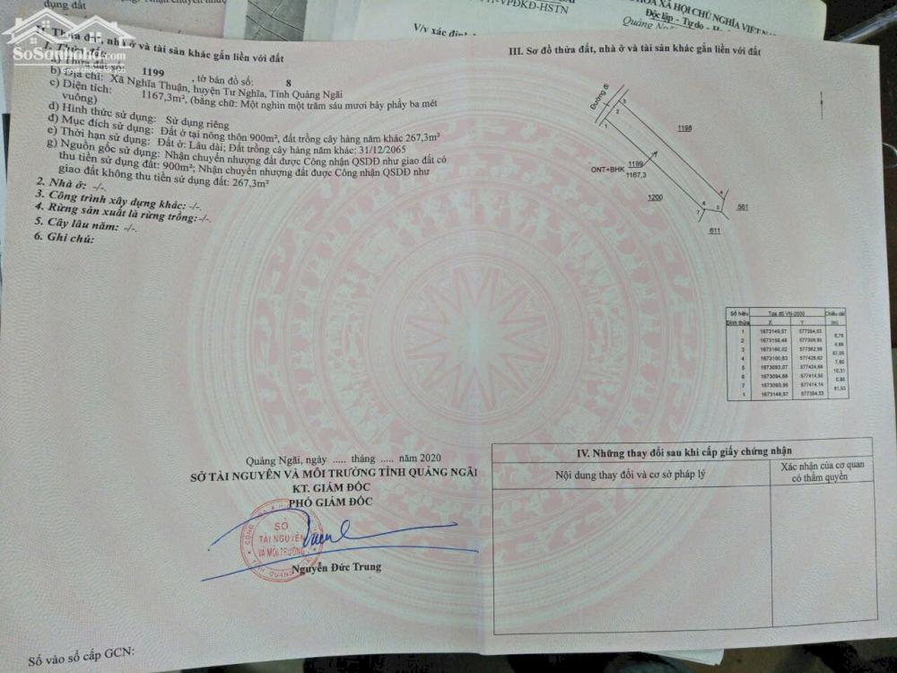 Chính Chủ Bán 1167,3m2 Đất Tại Xã Nghĩa Thuận, Huyện Tư Nghĩa, Tỉnh Quảng Ngãi. 5