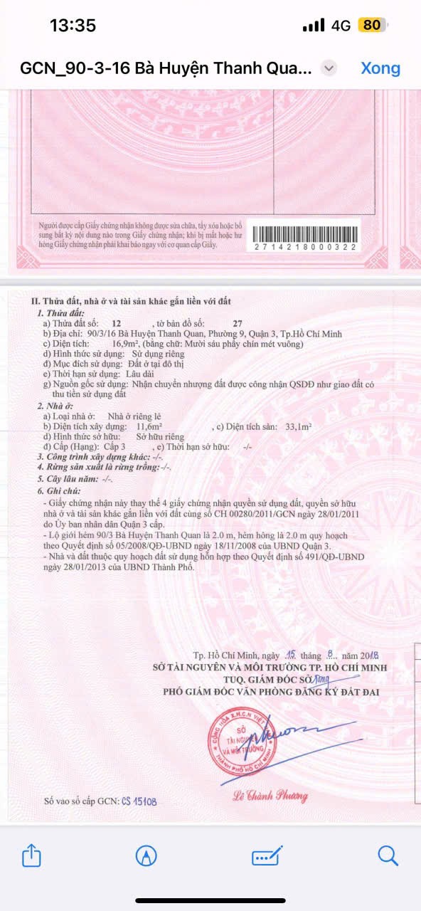 Bán nhà 88/79/9 Bà Huyện Thanh Quan F9 Q3 2