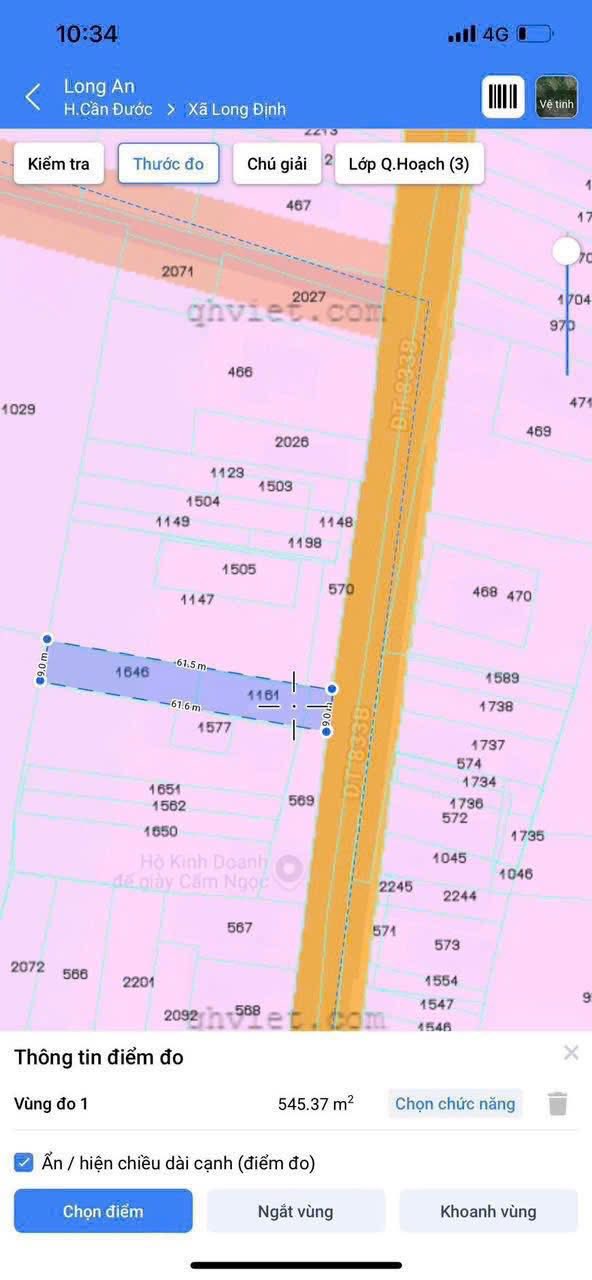 Bán đất mặt tiền 833B, xã Phước Vân, Cần Đước dt 540m2 ( có 300m2 thổ ) giá 5,5 tỷ 2