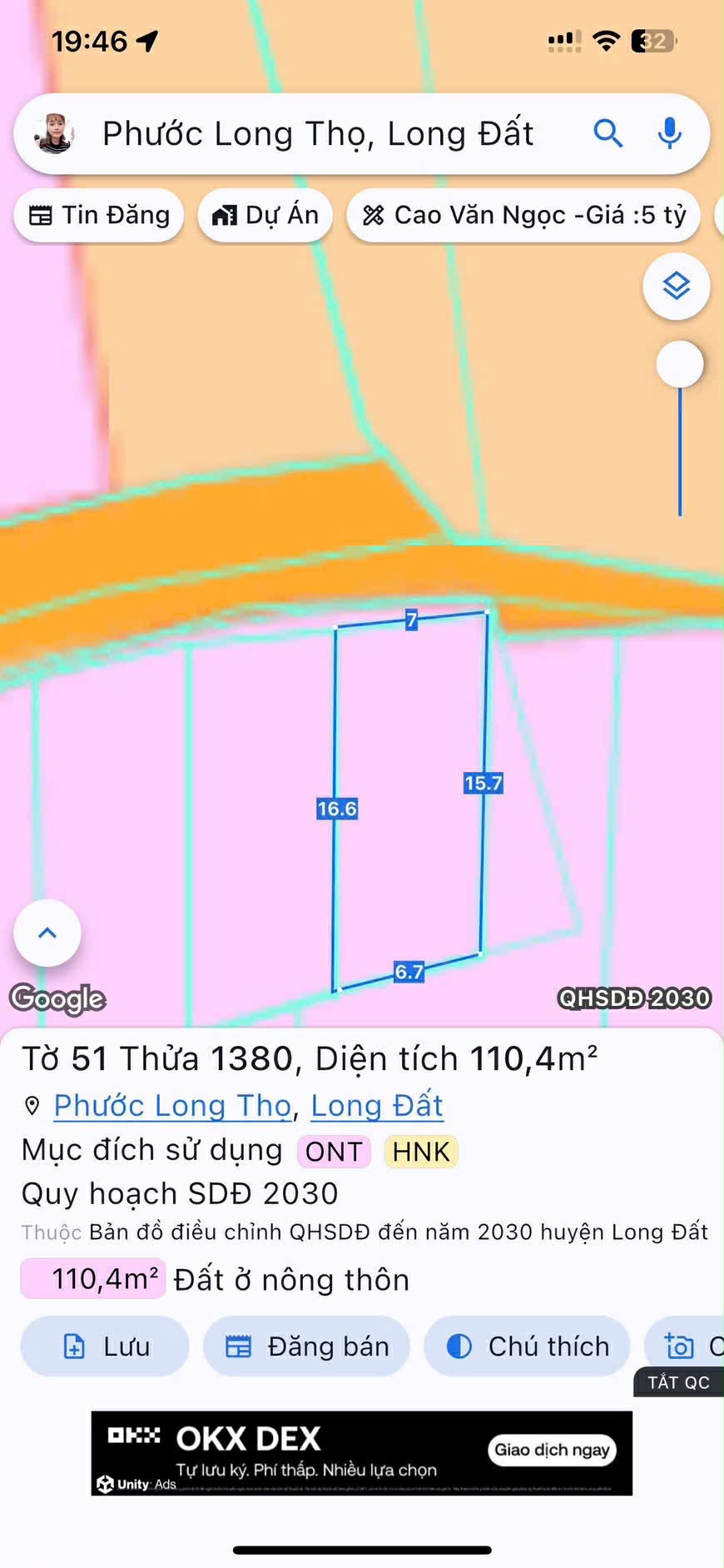 Cần bán Đất đường Long Tân-Láng Dài, Xã Phước Long Thọ, Diện tích 110m², Giá 800 Triệu