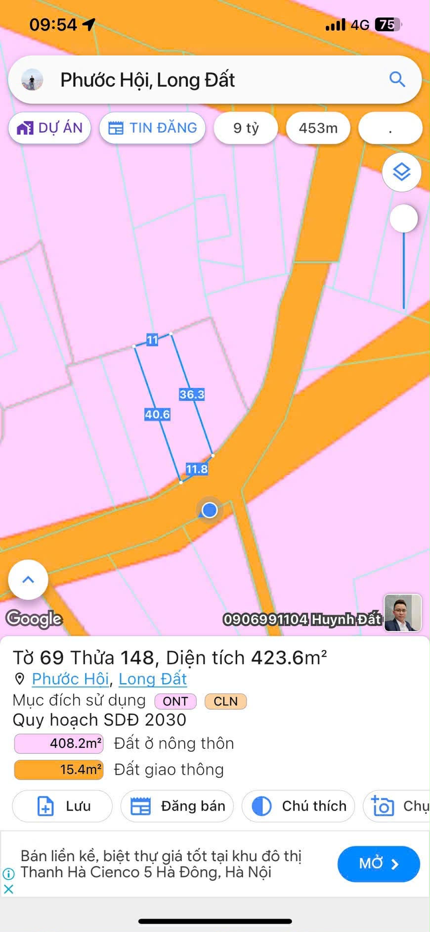 Cần bán Đất đường Võ Văn Kiệt, Xã Phước Hội, Diện tích 423m², Giá Thương lượng 3