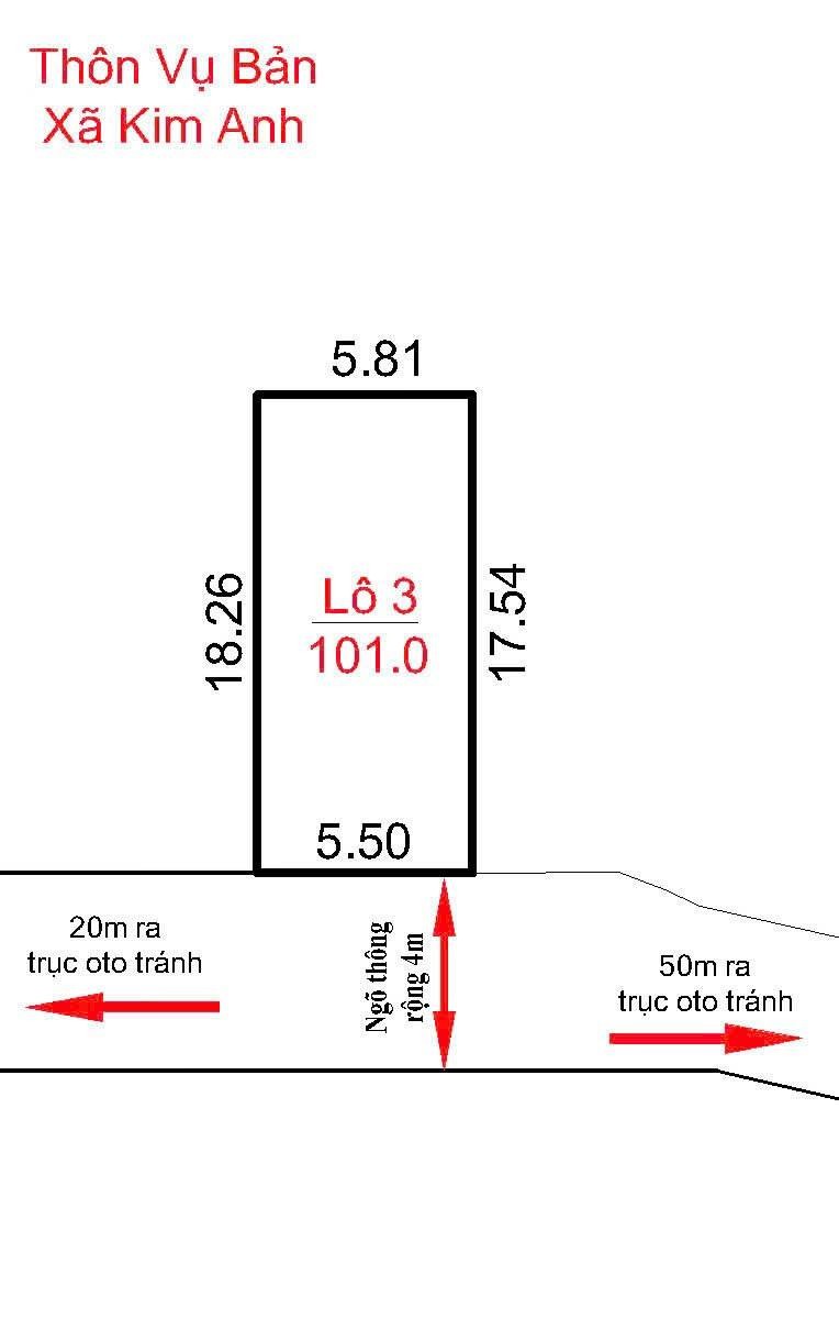 101m² full thổ cư - Ngõ thông oto - chưa đến 2 tỷ – tại VỤ BẢN, KIM ANH 5