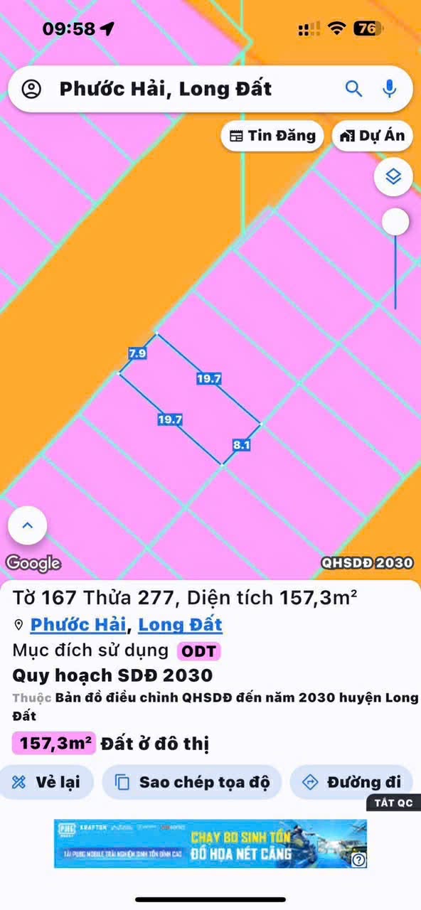 Cần bán Đất đường Tỉnh lộ 44B, Thị trấn Phước Hải, Diện tích 160m², Giá 2.1 Tỷ