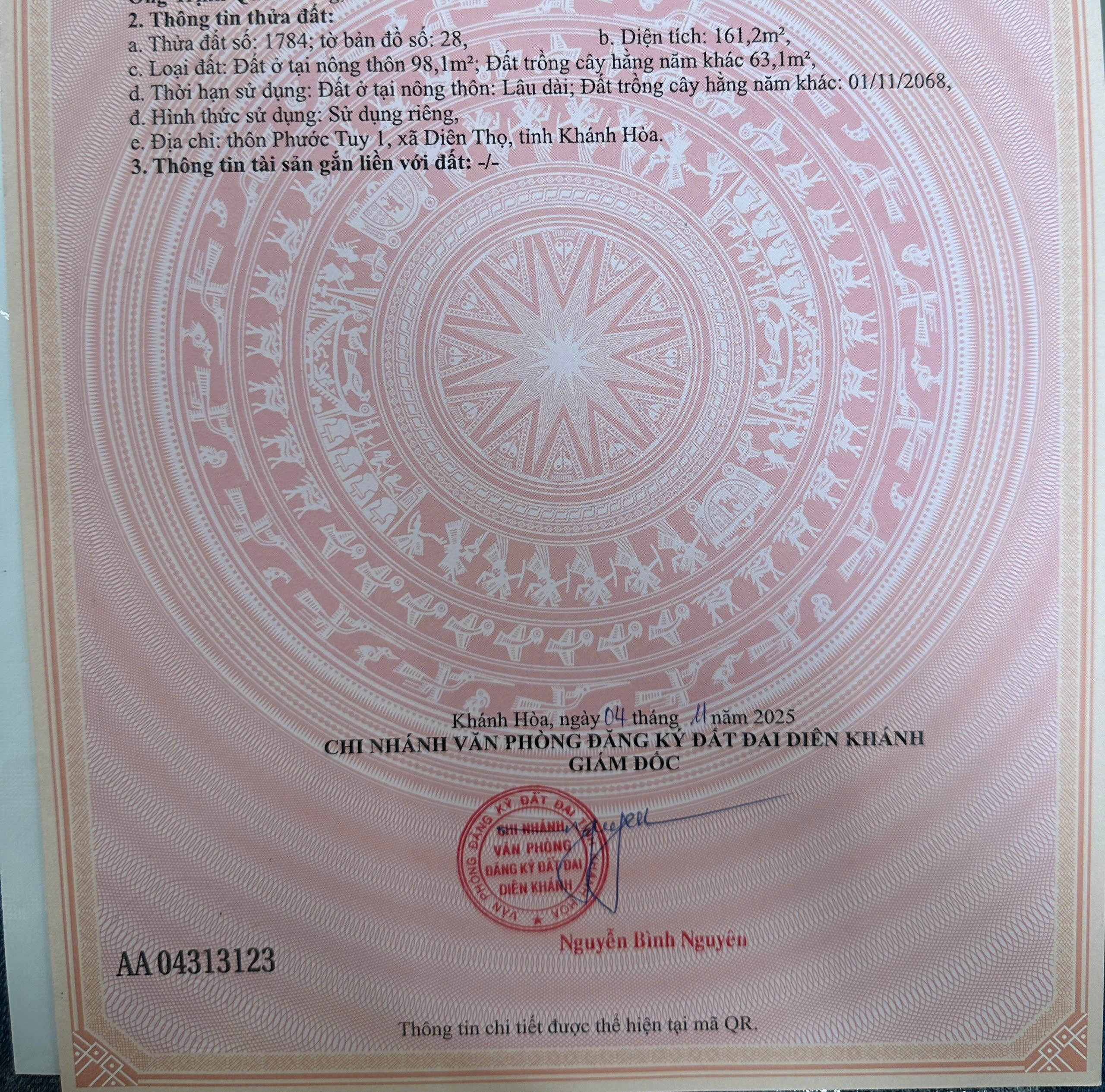 Bán đất mặt tiền Hương Lộ 39 - Diên Phước gần cây xăng Chắn Giã 6