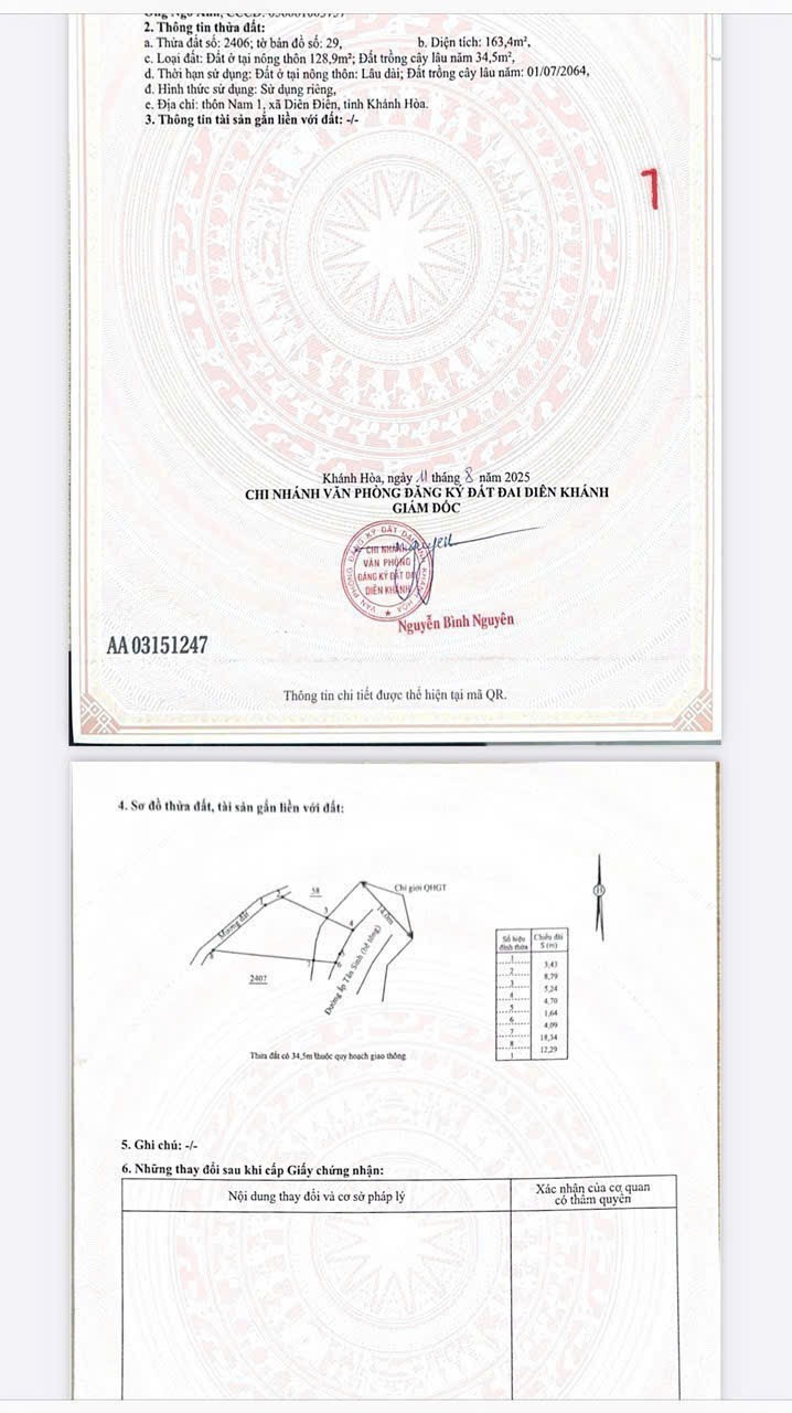 Bán đất Diên Sơn mặt tiền đường Ấp Tân Sinh - đường nhựa thông khu đông dân cư 6