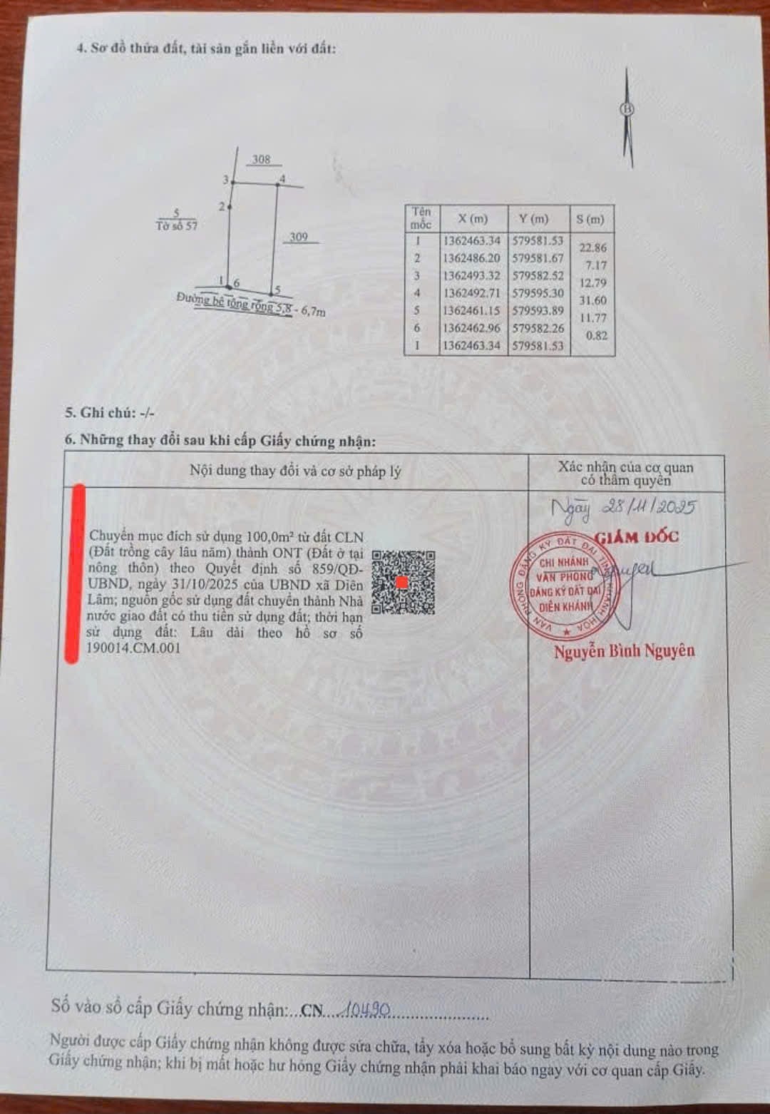 Bán đất Diên Xuân giá rẻ khu bàn cờ đường thông gần Uỷ ban xã 8