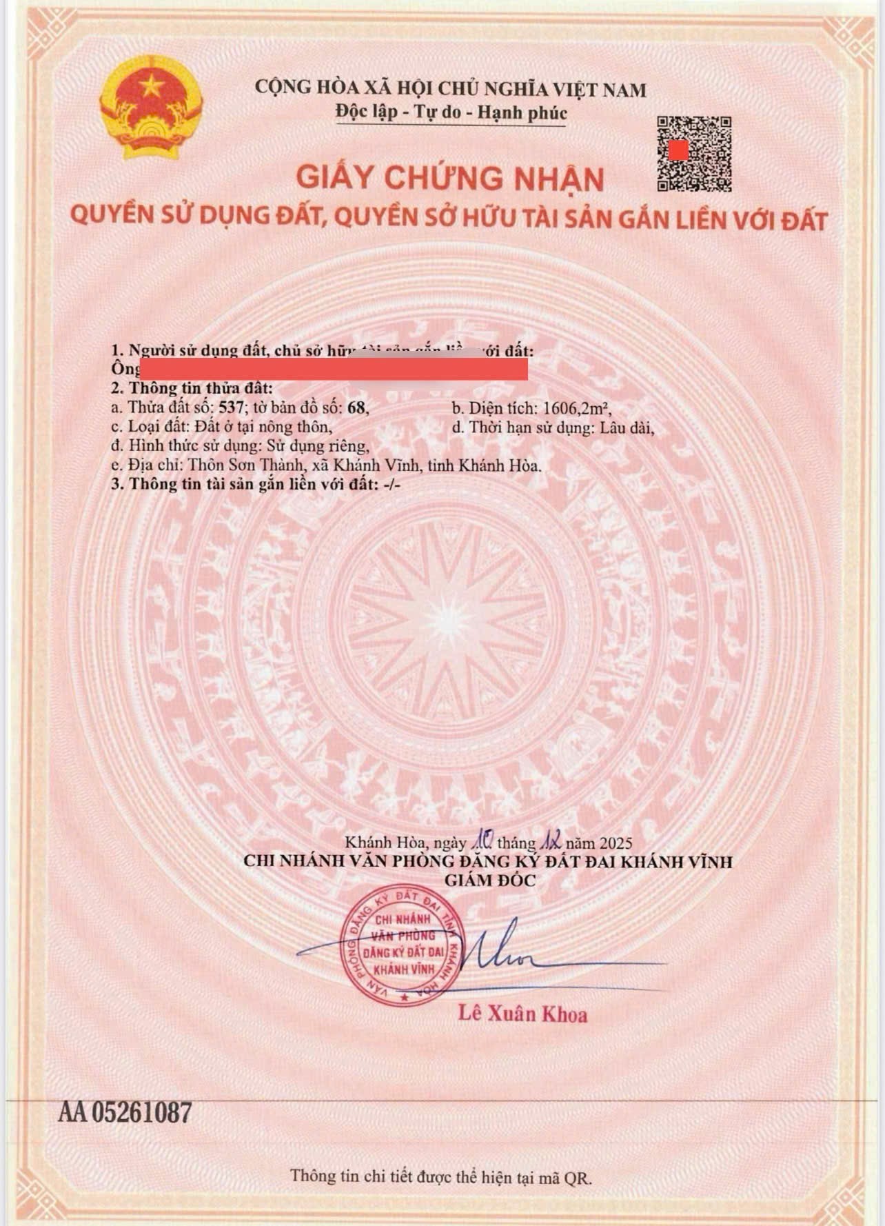 Bán đất Khánh Phú - Khánh Vĩnh full thổ cư đối diện khu du lịch suối Đá Bàn 9