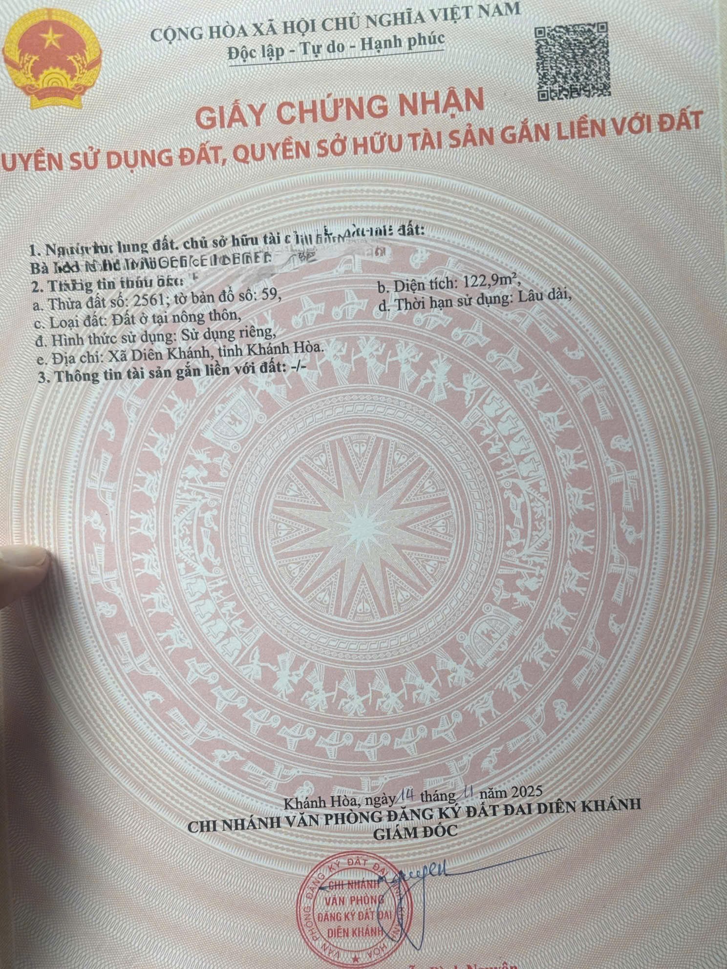 Bán đất tái định cư Diên Toàn - Diên Khánh full thổ đường thông cạnh Huỳnh Thúc Kháng 8