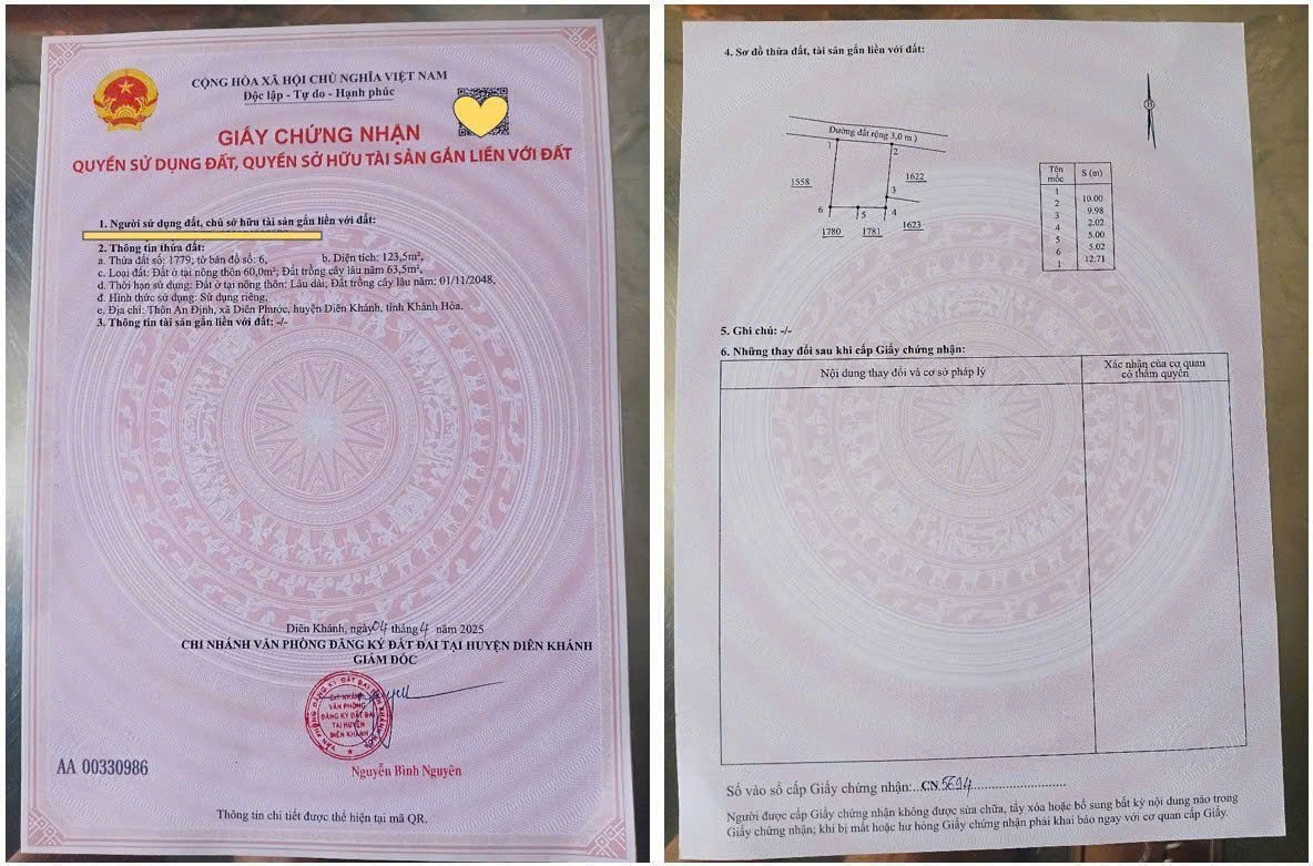 Bán đất Diên Phước thôn An Định giá rẻ sát bên trục đường nhựa chính 6