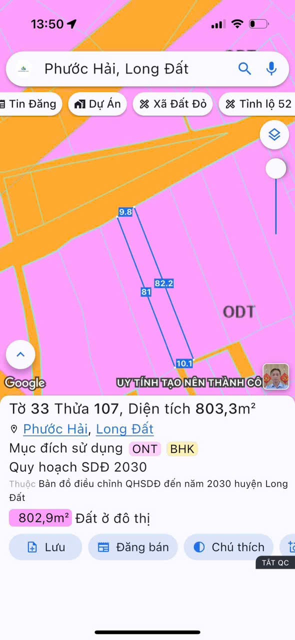 Cần bán Đất đường Tỉnh lộ 44A, Thị trấn Phước Hải, Diện tích 803m², Giá Thương lượng 4