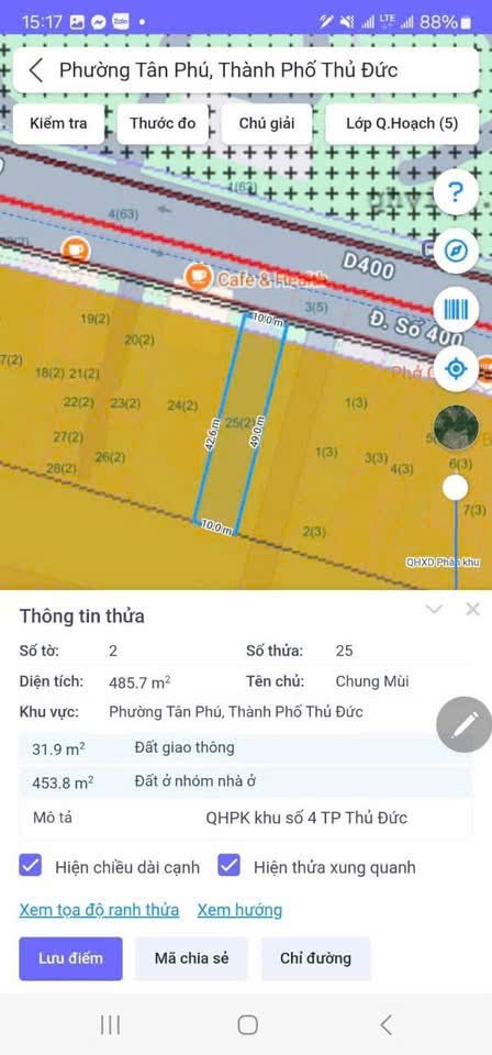 Cần bán Đất Phường Tân Phú, Quận 9, Diện tích 490m², Giá 150 Triệu/m²