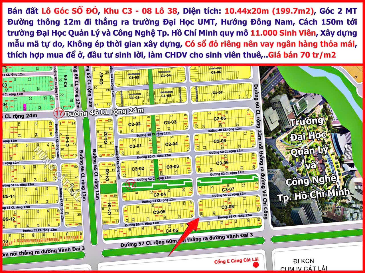 Cần bán Đất Phường Cát Lái, Quận 2, Diện tích 199m², Giá 70 Triệu/m²
