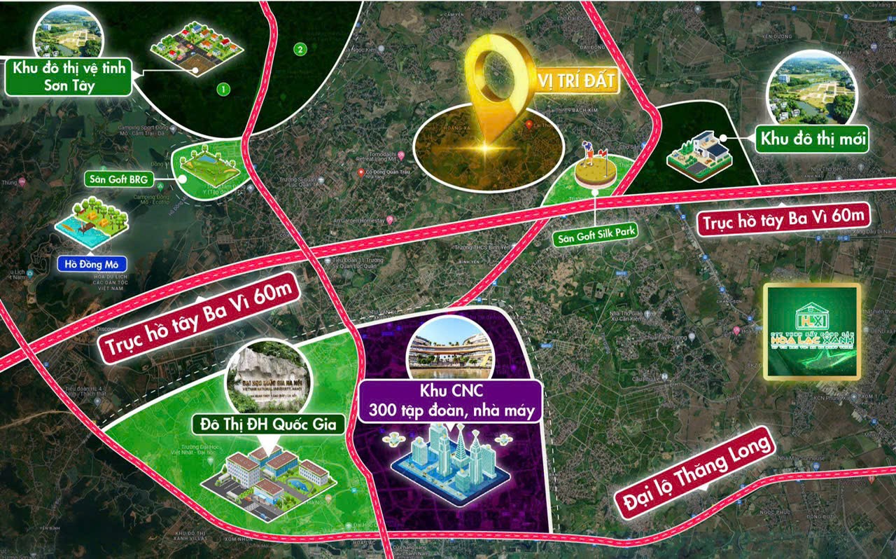 Chỉ từ 1tỷ850  sở hữu ngay 1 lô đất tại làng Đại Học, ngay khu  công nghệ cao  Hoà Lạc 2