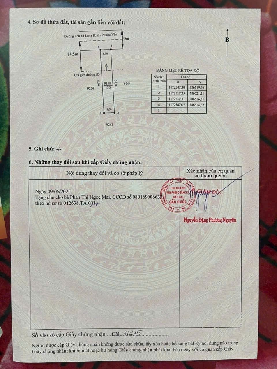 Bán đất thổ cư mặt tiền Liên Xã Long Khê - Phước Vân , xã Phước Vân dt 150m2 giá 1,6 tỷ 4