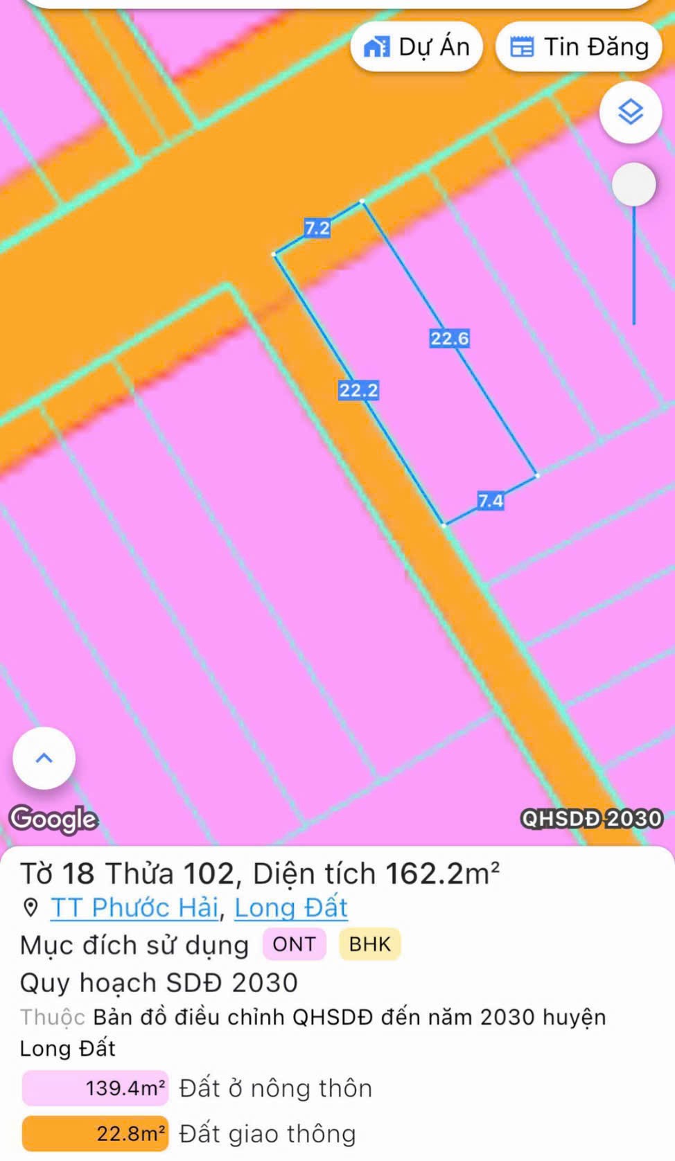 Cần bán Đất đường Tỉnh lộ 44A, Thị trấn Phước Hải, Diện tích 162m², Giá Thương lượng 6