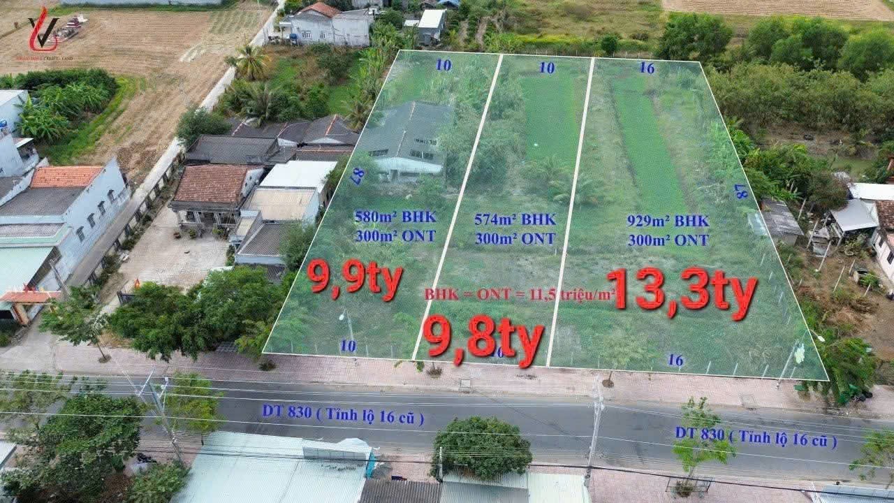 3 lô đất vip mặt tiền ĐT 830, xã Long Cang , Cần Đước giá 9,8 - 9,9 -13,3 tỷ 3
