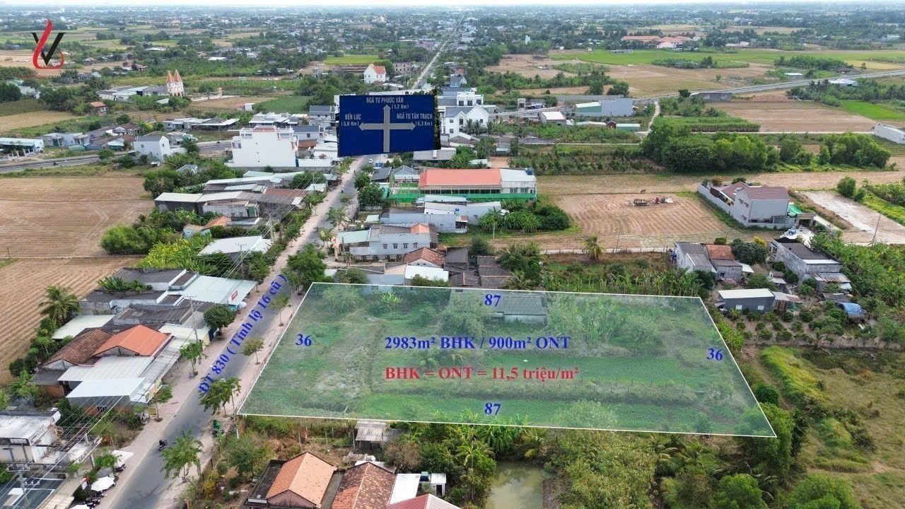 3 lô đất vip mặt tiền ĐT 830, xã Long Cang , Cần Đước giá 9,8 - 9,9 -13,3 tỷ 5