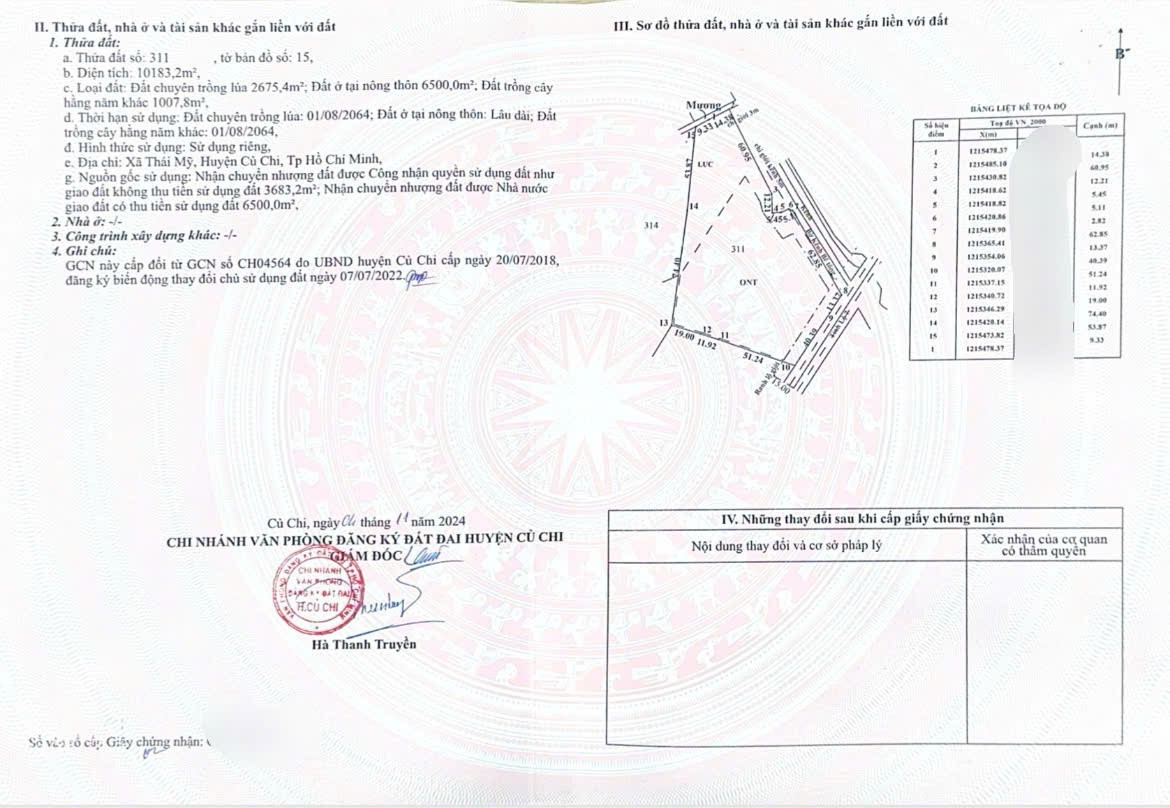 CCG KẸT BÁN GẤP 10.183m² ĐẤT 2 MẶT TIỀN TỈNH LỘ 7, THÁI MỸ, CỦ CHI