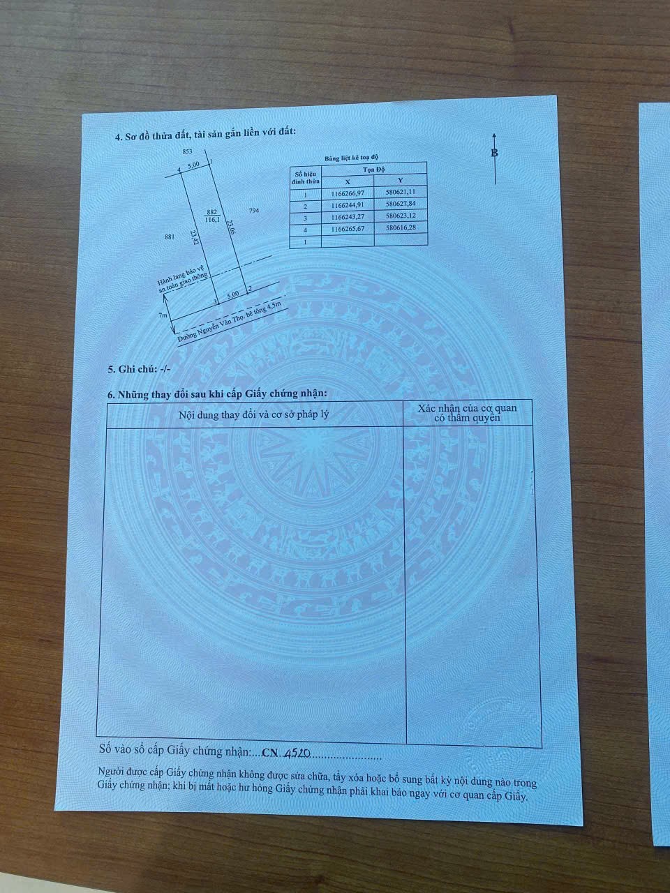 Bán đất thổ cư mặt tiền Nguyễn Văn Thọ , xã Lạc Tấn , Tân Trụ dt 120m2 giá giảm còn 550 triệu 2