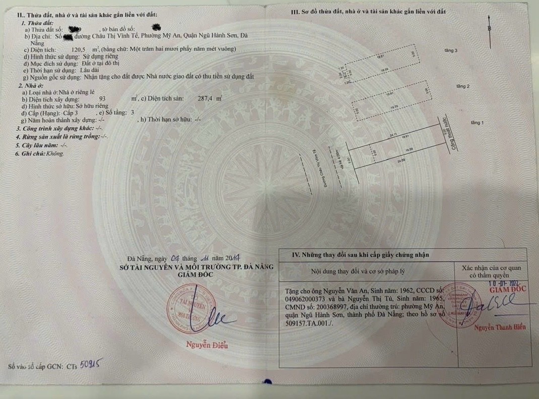 Cần bán Nhà ở, nhà cấp 4, nhà hẻm đường Châu Thị Vĩnh Tế, Phường Hòa Hải, Diện tích 288m²,