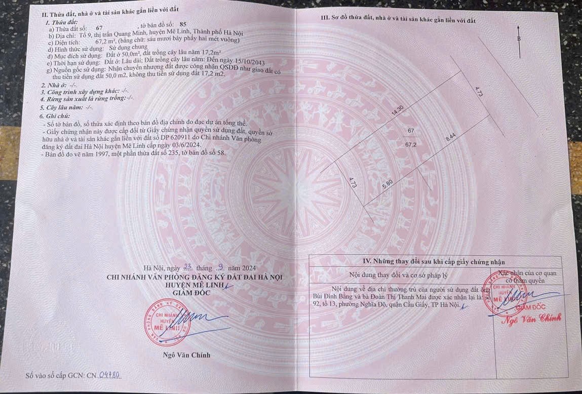 Bán lô đất đẹp như hoa hậu tổ 9 TT Quang Minh - Mê Linh - HN. Gần khu công nghiệp 2