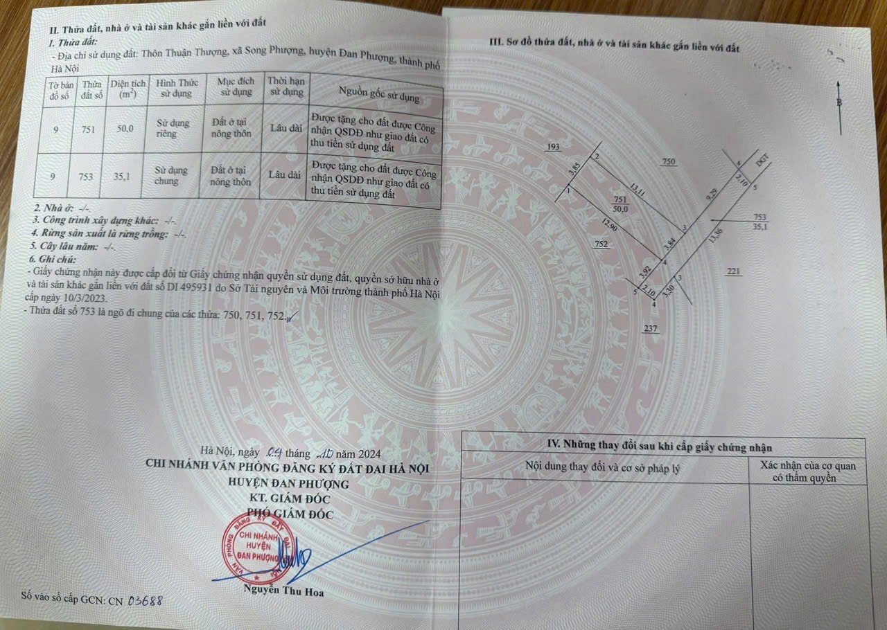 HƠN 3 TỈ CÓ NGAY 50M ĐẤT SONG PHƯỢNG, ĐAN PHƯỢNG, HÀ NỘI